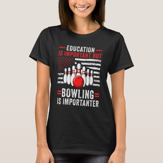 Bowling Player US Flag Bowler Team Bowling Lane T-shirt (Voorkant)