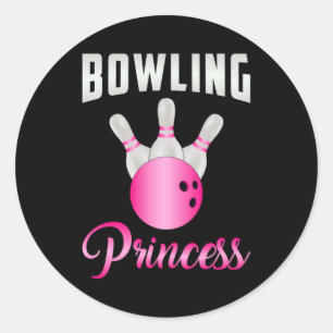 Bowling Prinses Meisje Queen Bowl Grappig cadeau Ronde Sticker