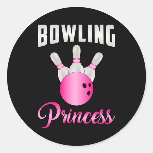 Bowling Prinses Meisje Queen Bowl Grappig cadeau Ronde Sticker (Voorkant)
