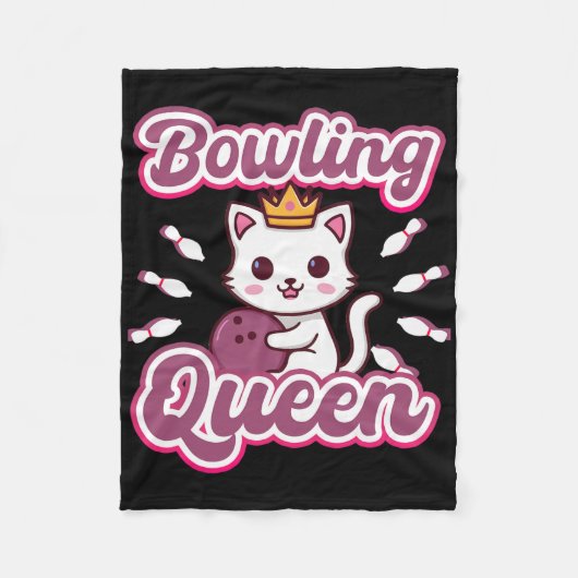 Bowling Queen 'Schattigee Vrouwen Girly Kawaii Ani Fleece Deken (Voorkant)