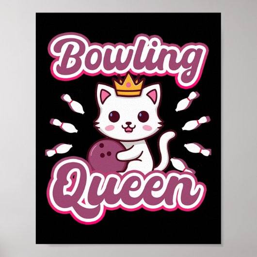 Bowling Queen 'Schattigee Vrouwen Girly Kawaii Ani Poster (Voorkant)