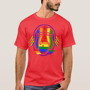 Bowling Rainbow Flag LGBQ Cool Gay Pride Ally Equa T-shirt