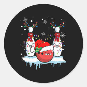 Bowling ReindeSanta Hat-kerstcaderolletje Ronde Sticker