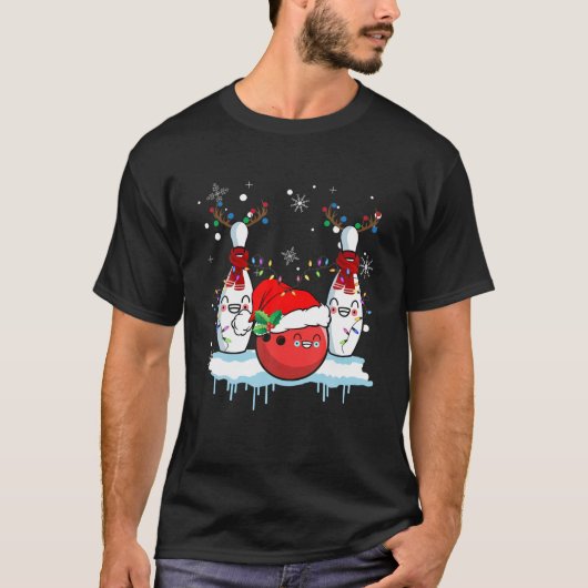 Bowling ReindeSanta Hat-kerstcaderolletje T-shirt (Voorkant)
