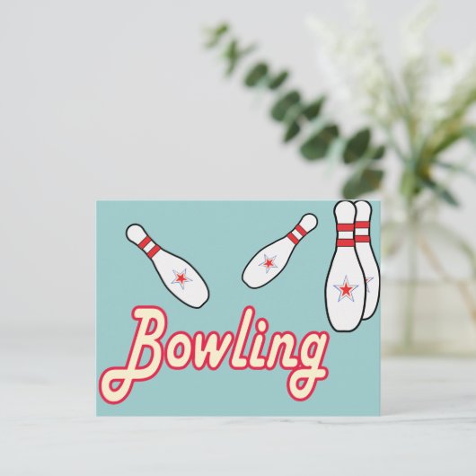 Bowling Retro Briefkaart (Staand voorkant)