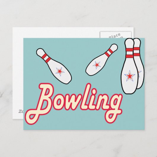 Bowling Retro Briefkaart (Voorkant / Achterkant)