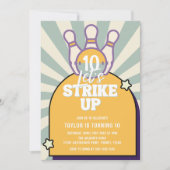 Bowling Retro Kids Verjaardagsfeestje Kaart (Voorkant)