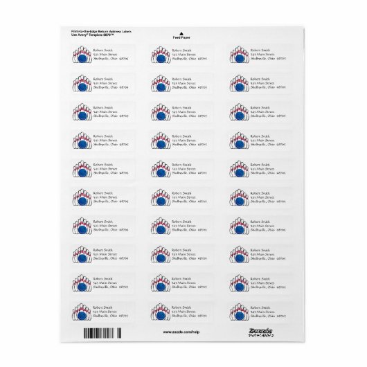 Bowling Return Address Labels (Full Sheet)