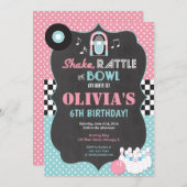 Bowling rock and roll girl jarig kaart (Voorkant / Achterkant)