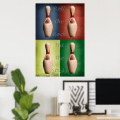 Bowling, Rol de Steen, Sla de Kegels Poster (Thuiskantoor)