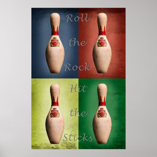 Bowling, Rol de Steen, Sla de Kegels Poster (Voorkant)
