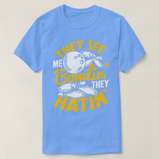 Bowling Roll Pins Strike Bowler Sportteam T-shirt (Design voorkant)