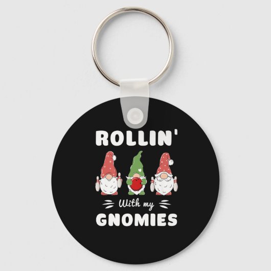 Bowling Rollin met mijn Gnomen Funny Gnome Premiu Sleutelhanger (Voorkant)