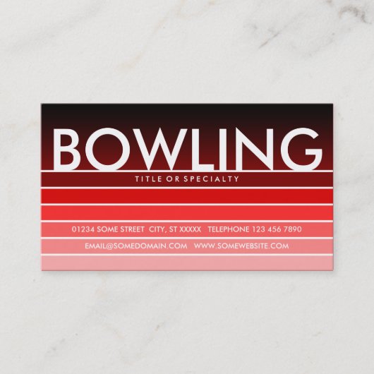BOWLING rood staal Visitekaartje (Voorkant)