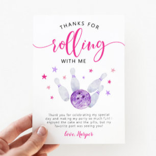 Bowling Roze Verjaardag Bedankt Voor Het Rollen Me