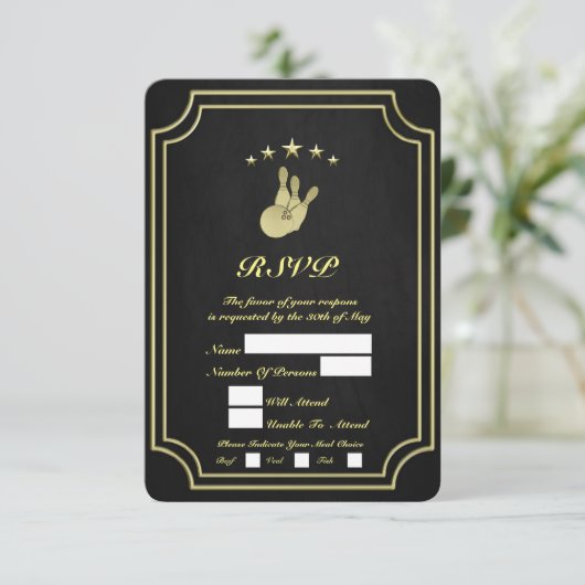 Bowling RSVP Kaartje (Staand voorkant)