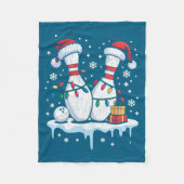 Bowling Santa Hat Funny Christmas Long Sleeve  Fleece Deken (Voorkant)