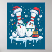 Bowling Santa Hat Funny Christmas Long Sleeve  Poster (Voorkant)