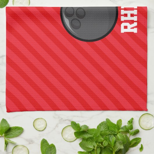 Bowling; Scarlet Red Stripes Theedoek (Gevouwen)