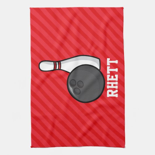 Bowling; Scarlet Red Stripes Theedoek (Verticaal)