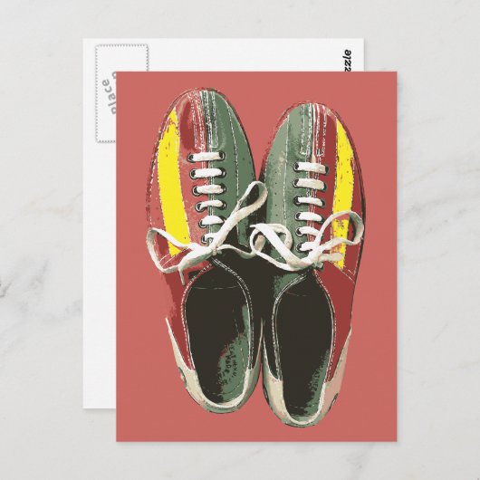  Bowling-schoenen Retro Bowling Briefkaart (Voorkant / Achterkant)