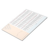 Bowling scoresheet 3 spellen met pinnen en lijst n notitieblok (Schuin)