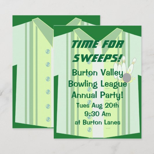 Bowling Shirt Party Kaart (Voorkant / Achterkant)