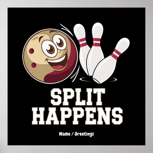 Bowling Shirt voor mannen en vrouwen Funny Split H Poster (Voorkant)