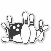 Bowling Silhouet MET Bowling Pins en Bal Sticker (Voorkant)