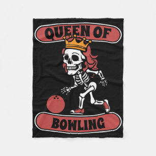 Bowling Skeleton Team League - Alley Bowler Queen Fleece Deken