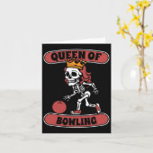 Bowling Skeleton Team League - Alley Bowler Queen Kaart (Gele Bloem)
