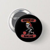 Bowling Skeleton Team League - Alley Bowler Queen Ronde Button 5,7 Cm (Voorkant /achterkant)