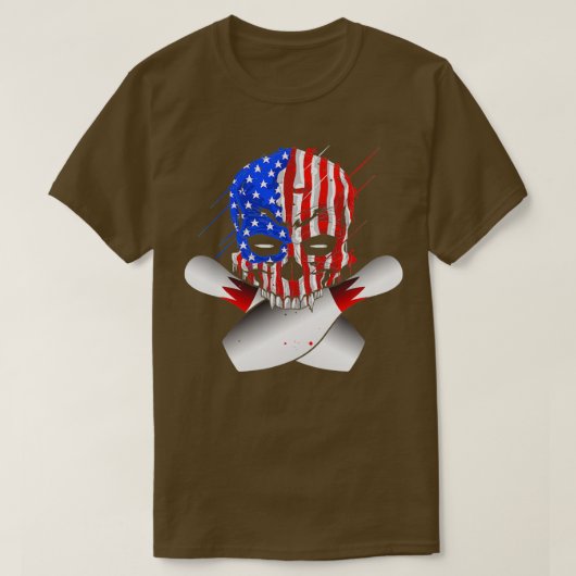 Bowling Skulls American Flag Skull T T-shirt (Design voorkant)