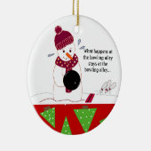 Bowling Sneeuwman Keramisch Ornament (Rechts)