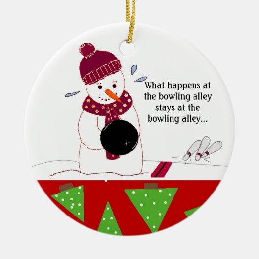 Bowling Sneeuwman Keramisch Ornament (Voorkant)