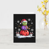 Bowling Snowman Bowling Player Santa Hat Kerstmis Kaart (Gele Bloem)
