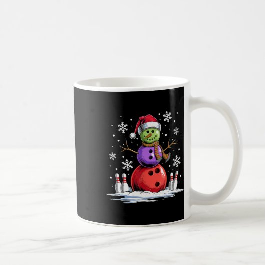 Bowling Snowman Bowling Player Santa Hat Kerstmis Koffiemok (Rechts)
