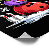 Bowling Snowman Bowling Player Santa Hat Kerstmis Poster (Hoek)