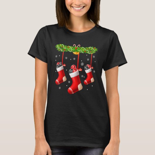Bowling Socks Christmas Tree Pajama Matching Famil T-shirt (Voorkant)