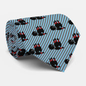 Bowling-spelden en kogelgrafiek op diagonale strep stropdas (Opgerold)