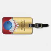 Bowling Sport Ball en Pins personaliseren Bagagelabel (Voorkant horizontaal)