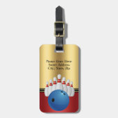 Bowling Sport Ball en Pins personaliseren Bagagelabel (Voorkant verticaal)
