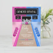 Bowling Sport Blauw en Roze Genderpartij Kaart (Staand voorkant)