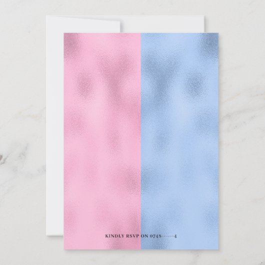 Bowling Sport Blauw en Roze Genderpartij Kaart (Achterkant)