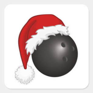 Bowling Sport fans Santa hat Christmas Xmas Vierkante Sticker