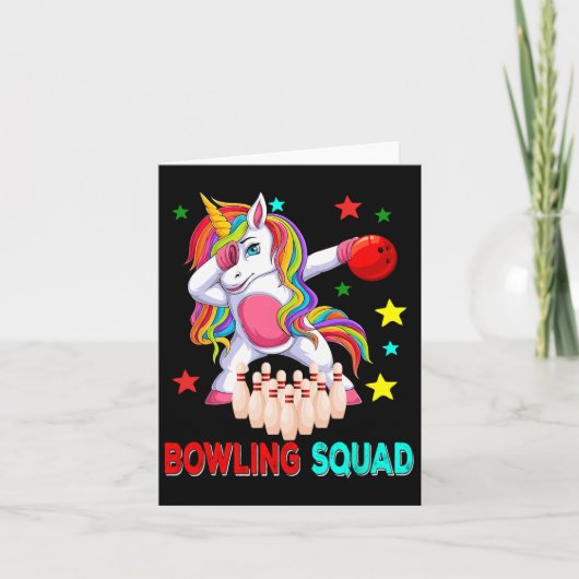 Bowling Squad Dabbing Unicorn Speler Team Kostuum Kaart (Voorkant)