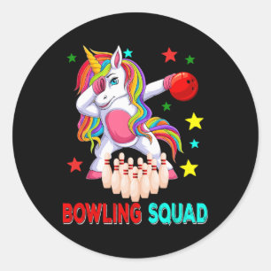 Bowling Squad Dabbing Unicorn Speler Team Kostuum Ronde Sticker