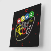Bowling Square Clock Vierkante Klok (Hoek)
