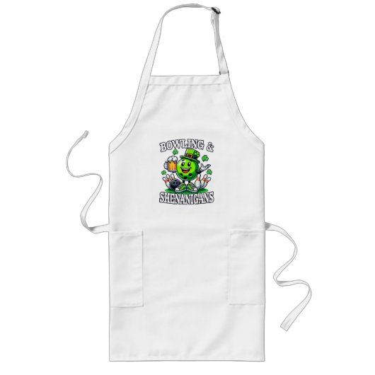 Bowling St. Patrick's Day-gekte Lang Schort (Voorkant)