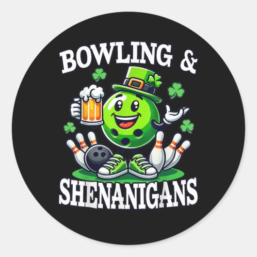 Bowling St. Patrick's Day-gekte Ronde Sticker (Voorkant)